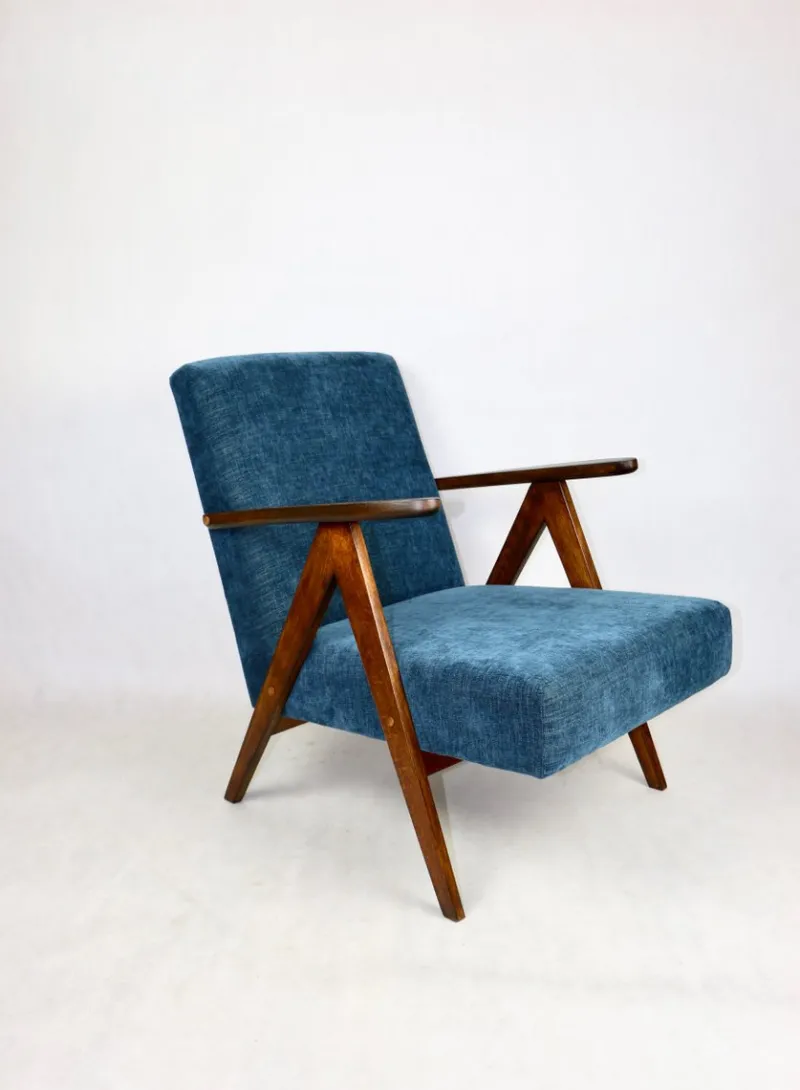 New Pamono Vintage Denim Blue Armchair, 1970s