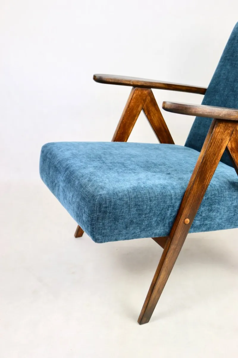 New Pamono Vintage Denim Blue Armchair, 1970s