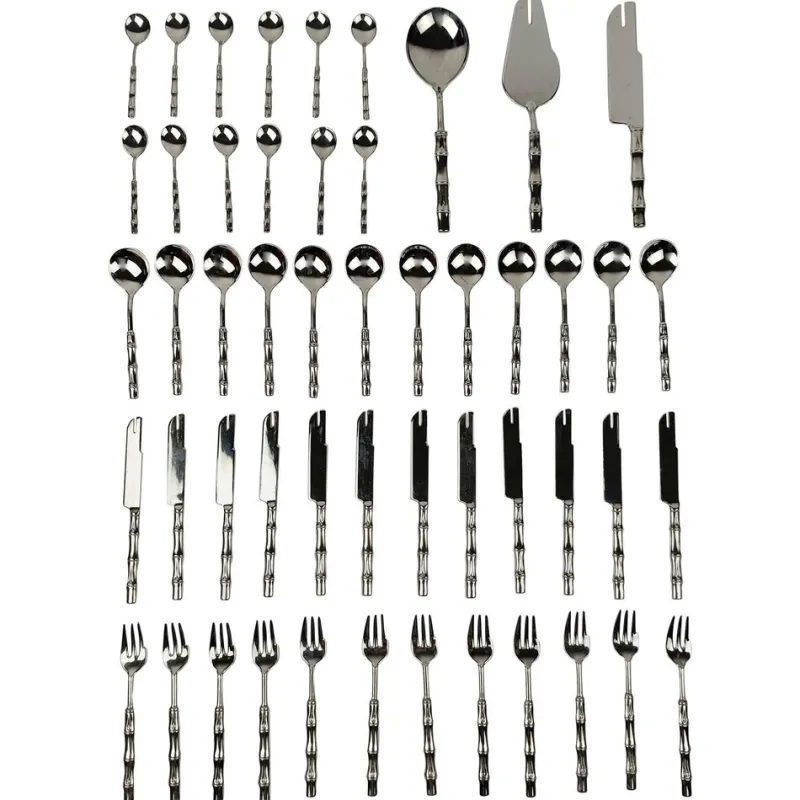 Online Pamono Vintage Dessert Cutlery in Silver-Plated Faux Bamboo, Italy, 1960s, Set of 51