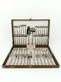 Online Pamono Vintage Dessert Cutlery in Silver-Plated Faux Bamboo, Italy, 1960s, Set of 51