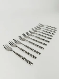 Online Pamono Vintage Dessert Cutlery in Silver-Plated Faux Bamboo, Italy, 1960s, Set of 51