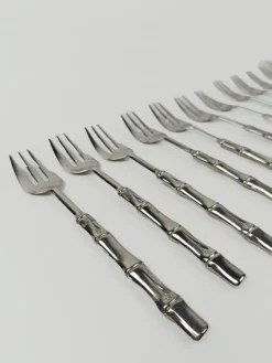 Online Pamono Vintage Dessert Cutlery in Silver-Plated Faux Bamboo, Italy, 1960s, Set of 51
