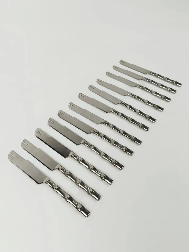 Online Pamono Vintage Dessert Cutlery in Silver-Plated Faux Bamboo, Italy, 1960s, Set of 51