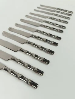 Online Pamono Vintage Dessert Cutlery in Silver-Plated Faux Bamboo, Italy, 1960s, Set of 51