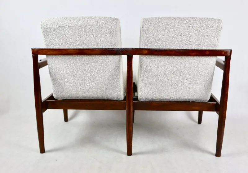 Pamono Vintage Double Sofa Bench in Ivory Bouclé, 1970s> Benches