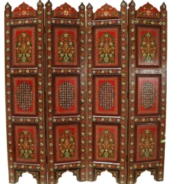 Hot Pamono Vintage Double-Sided Hand Painted Room Divider in Teak, 1980s