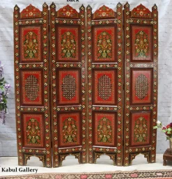 Hot Pamono Vintage Double-Sided Hand Painted Room Divider in Teak, 1980s