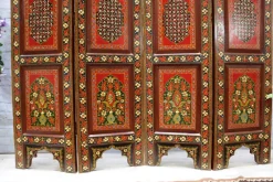 Hot Pamono Vintage Double-Sided Hand Painted Room Divider in Teak, 1980s