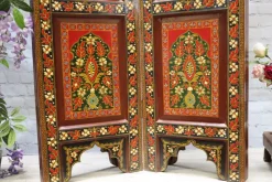 Hot Pamono Vintage Double-Sided Hand Painted Room Divider in Teak, 1980s