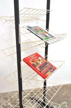 Pamono Vintage Double-Sided Magazine Rack on Wheels, 1960s><noscript><img width=