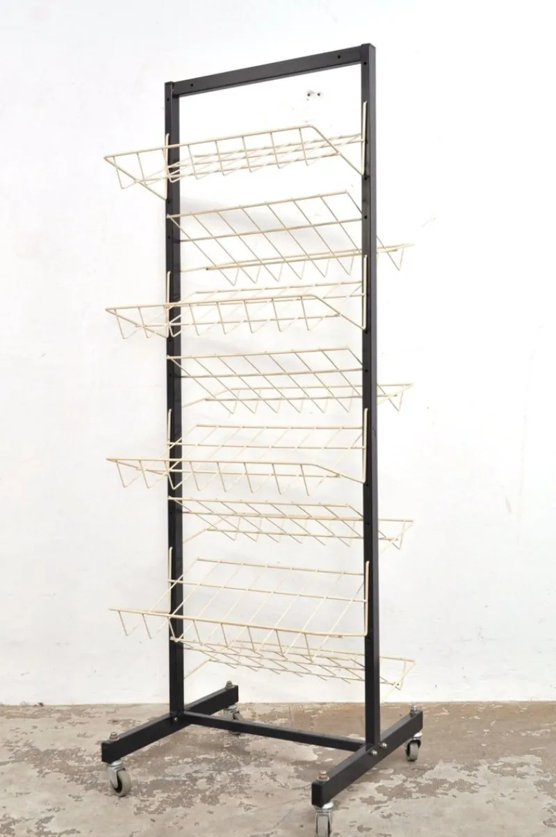 Pamono Vintage Double-Sided Magazine Rack on Wheels, 1960s> Magazine Racks