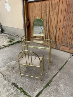 Pamono Vintage Dressing Table and Stool in Brass, 1950s, Set of 2> Dressing Tables