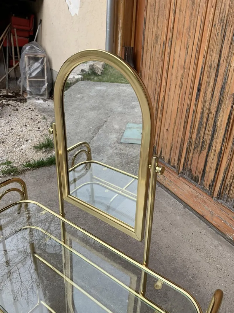 Pamono Vintage Dressing Table and Stool in Brass, 1950s, Set of 2> Dressing Tables