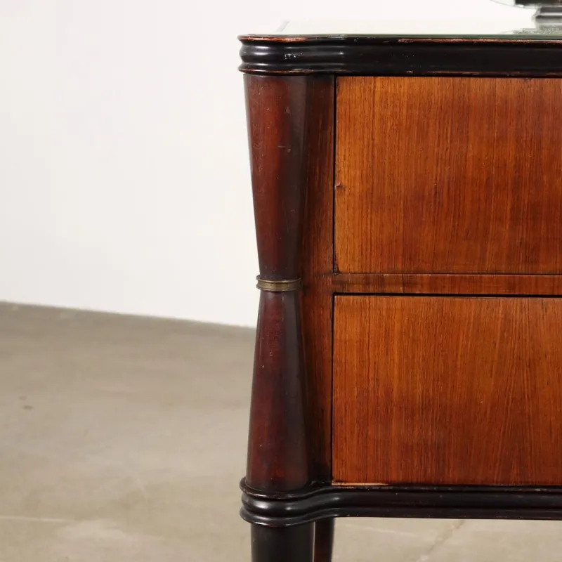 Pamono Vintage Dressing Table in Wood & Glass Top with Mirror, Italy, 1960s> Dressing Tables
