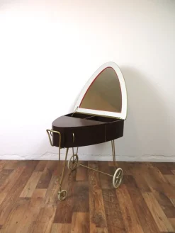Pamono Vintage Dressing Table with Lid on Wheels, 1960s> Dressing Tables