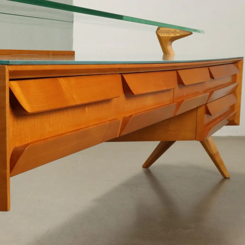 Hot Pamono Vintage Dressing with Vanity Table Maple and Glass, 1950s