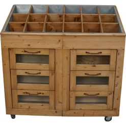 Pamono Vintage Dutch Pine Haberdashery Shop Cabinet with Glass Fronts> Cabinets & Wardrobes
