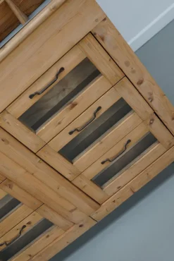 Pamono Vintage Dutch Pine Haberdashery Shop Cabinet with Glass Fronts> Cabinets & Wardrobes