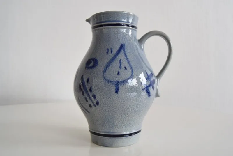 Pamono Vintage Earthenware Jug with Blue Salt Glaze/Marzi & Remi, 1960s> Bottles, Carafes & Jugs