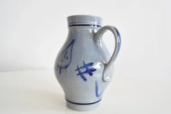 Pamono Vintage Earthenware Jug with Blue Salt Glaze/Marzi & Remi, 1960s><noscript><img width=
