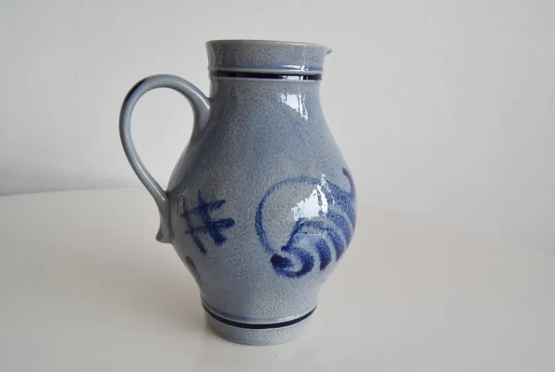 Pamono Vintage Earthenware Jug with Blue Salt Glaze/Marzi & Remi, 1960s> Bottles, Carafes & Jugs