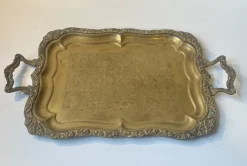 Pamono Vintage Egyptian Serving Tray in Engraved Brass, 1950s> Trays
