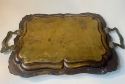Pamono Vintage Egyptian Serving Tray in Engraved Brass, 1950s><noscript><img width=