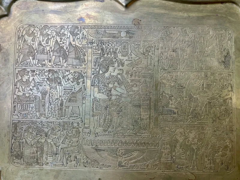 Pamono Vintage Egyptian Serving Tray in Engraved Brass, 1950s> Trays