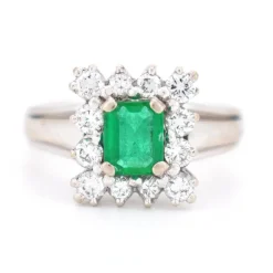 Pamono Vintage Emerald and Diamond Ring, 1970s> Rings