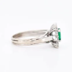 Pamono Vintage Emerald and Diamond Ring, 1970s><noscript><img width=