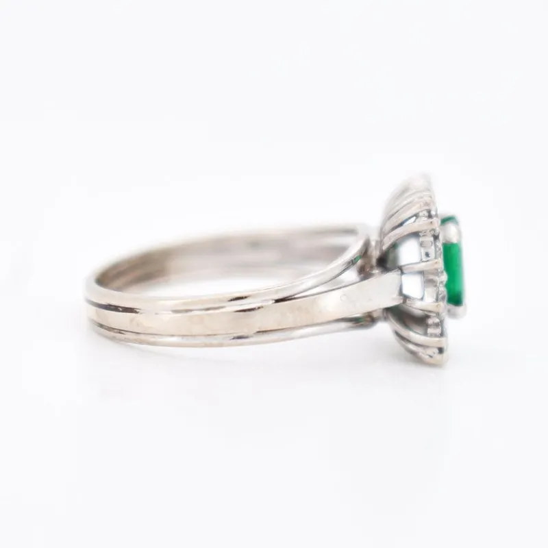 Pamono Vintage Emerald and Diamond Ring, 1970s> Rings