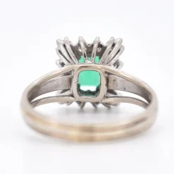 Pamono Vintage Emerald and Diamond Ring, 1970s><noscript><img width=