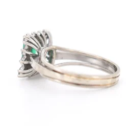 Pamono Vintage Emerald and Diamond Ring, 1970s><noscript><img width=