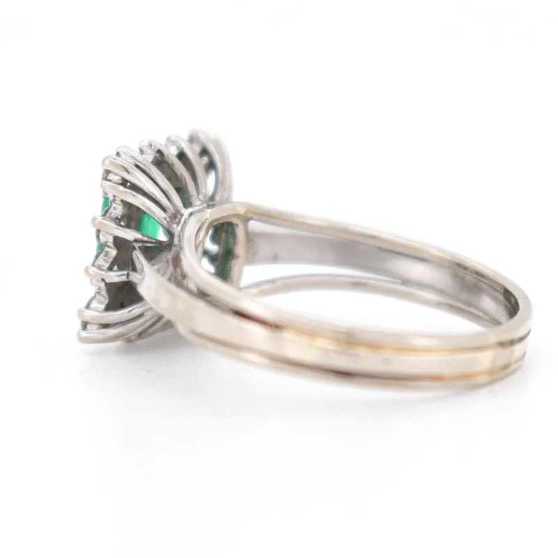 Pamono Vintage Emerald and Diamond Ring, 1970s> Rings