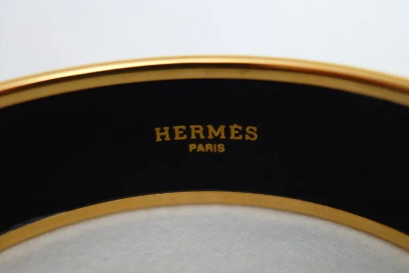 Pamono Vintage Enamel and Gold Bangle Bracelet from Hermès, 1980s> Bracelets