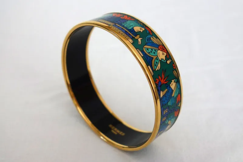 Pamono Vintage Enamel and Gold Bangle Bracelet from Hermès, 1980s> Bracelets
