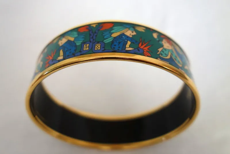 Pamono Vintage Enamel and Gold Bangle Bracelet from Hermès, 1980s> Bracelets
