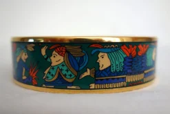 Pamono Vintage Enamel and Gold Bangle Bracelet from Hermès, 1980s><noscript><img width=