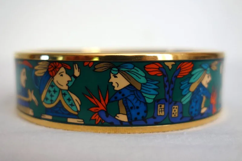 Pamono Vintage Enamel and Gold Bangle Bracelet from Hermès, 1980s> Bracelets