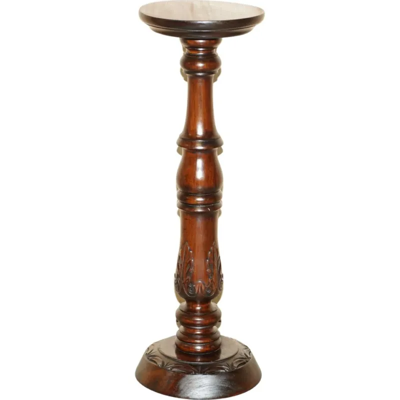 New Pamono Vintage English Carved Hardwood Pedestal, 1900