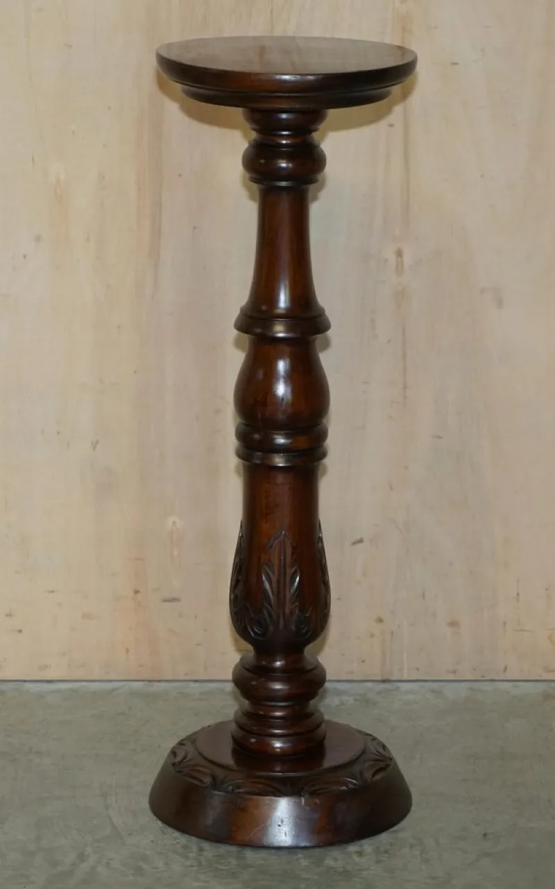 New Pamono Vintage English Carved Hardwood Pedestal, 1900