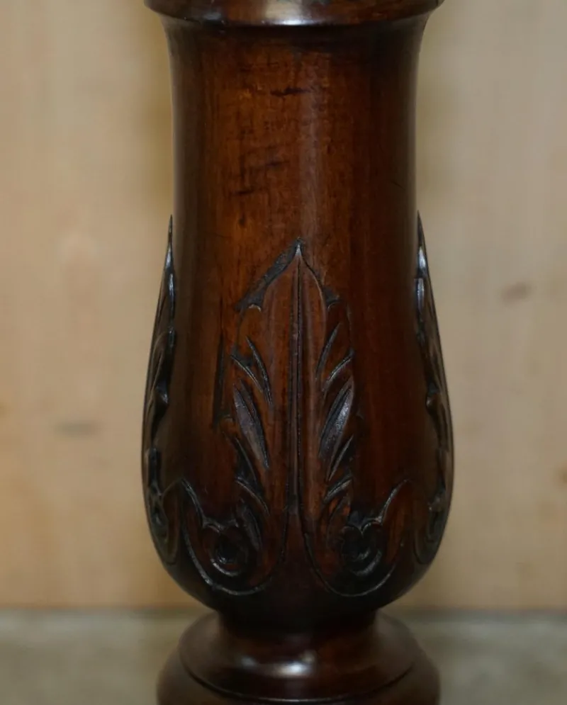 New Pamono Vintage English Carved Hardwood Pedestal, 1900