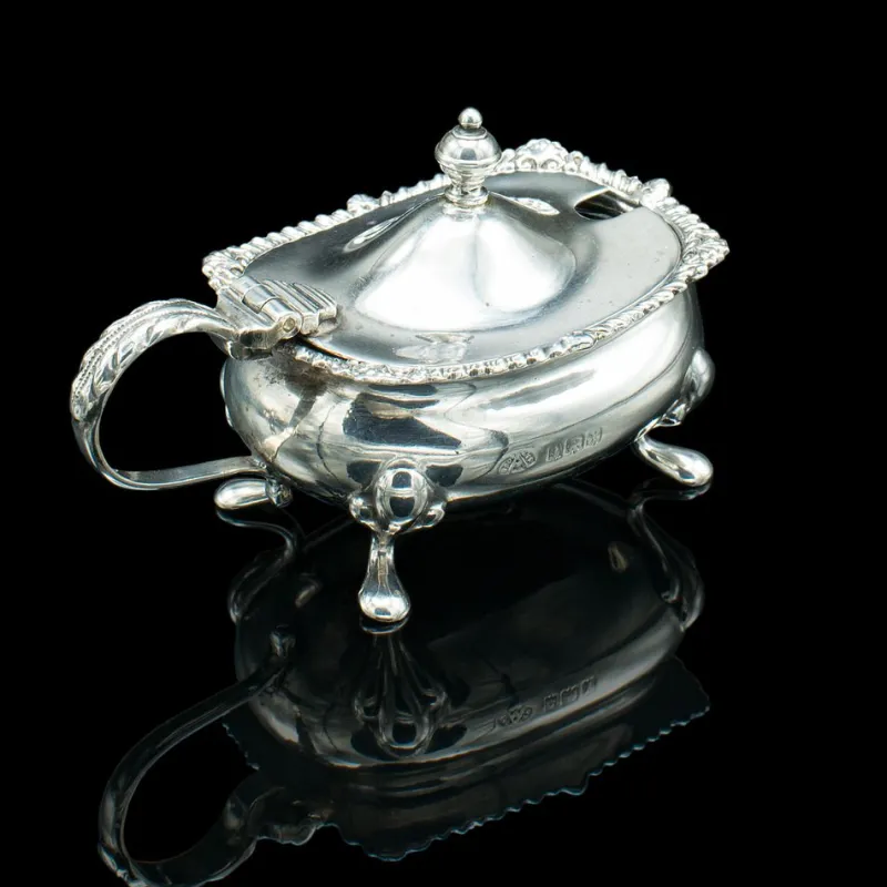 Discount Pamono Vintage English Cased Condiment Set in Silver, 1948, Set of 6