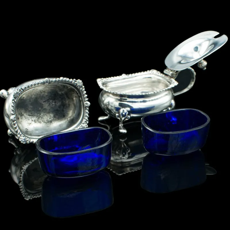 Discount Pamono Vintage English Cased Condiment Set in Silver, 1948, Set of 6