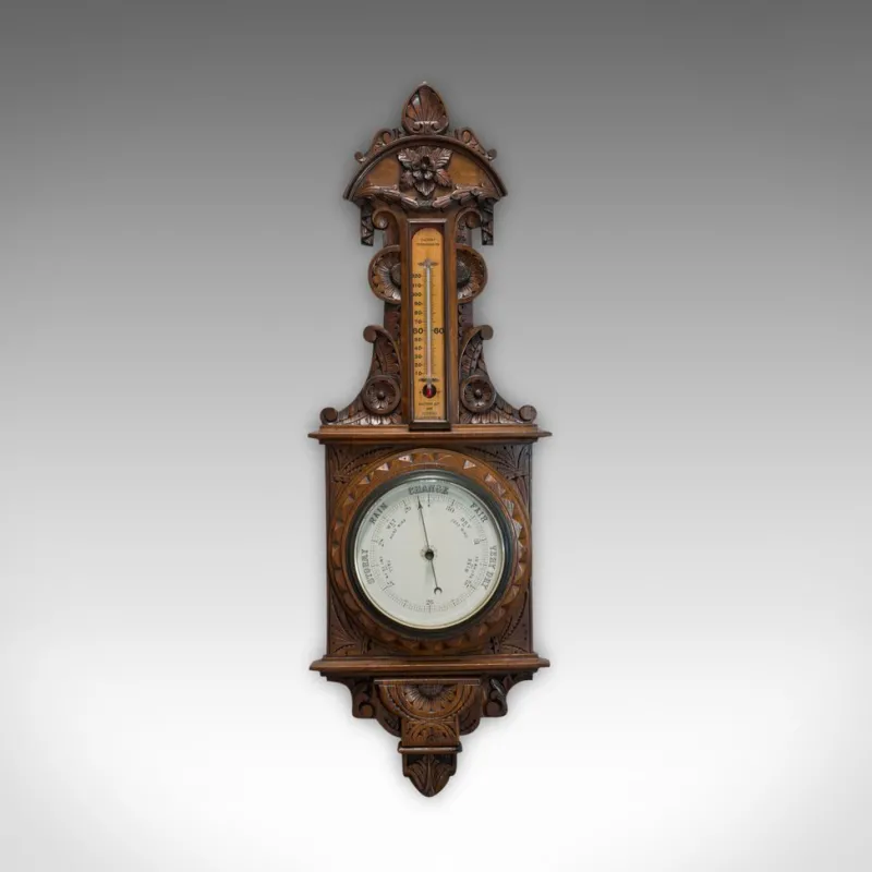 Pamono Vintage English Oak Factory Barometer, 1940s> Clocks