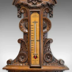 Pamono Vintage English Oak Factory Barometer, 1940s><noscript><img width=