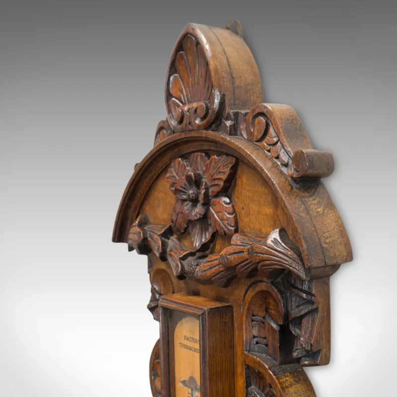 Pamono Vintage English Oak Factory Barometer, 1940s> Clocks