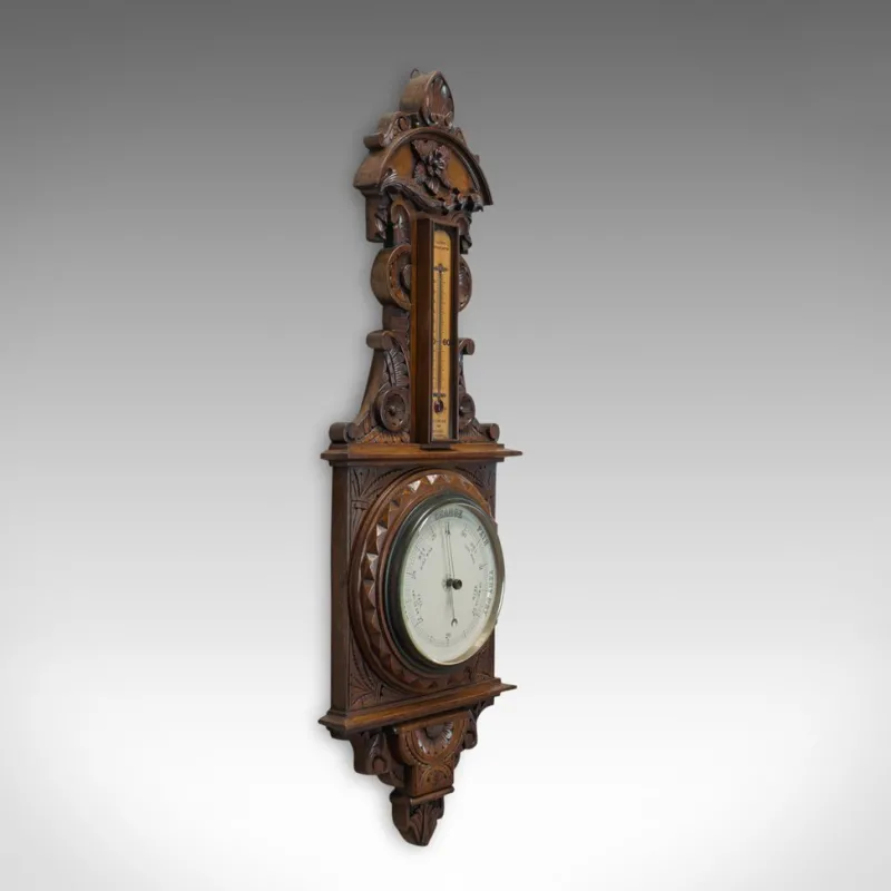 Pamono Vintage English Oak Factory Barometer, 1940s> Clocks