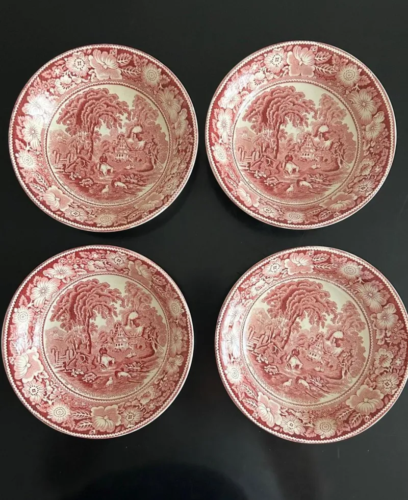 Pamono Vintage English Plates, 1950s, Set of 4