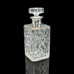 Pamono Vintage English Silver Collared Crystal Spirit Decanter, 1969><noscript><img width=